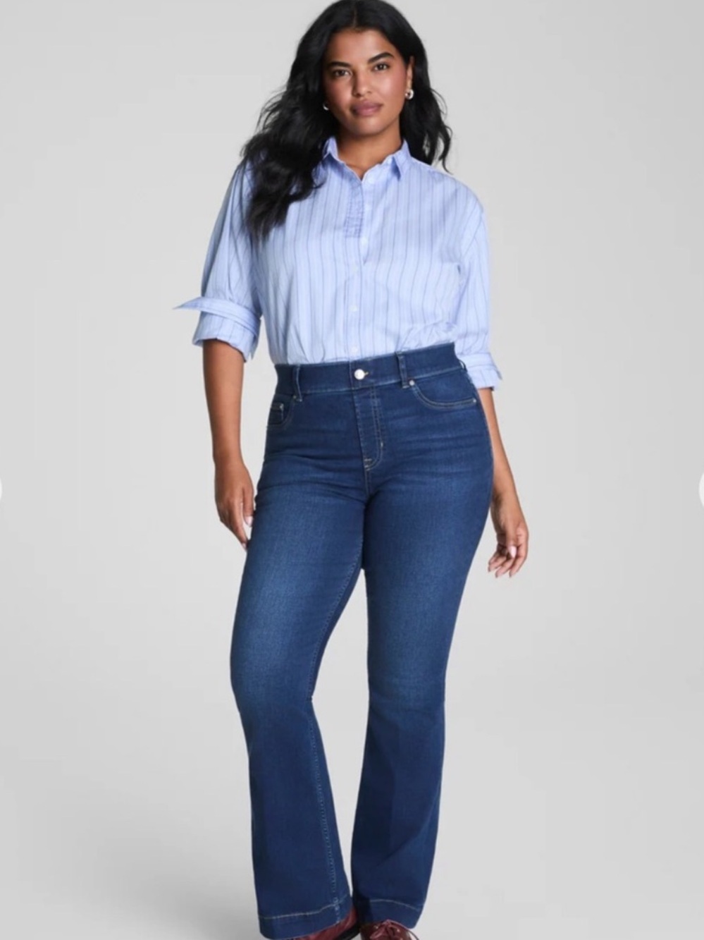 NWT SPANXshape EveryWear Flare Jeans Authentic Blue Petite 1X